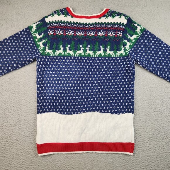 Holiday Time Ugly Christmas Sweater Unisex Medium AOP Howling Wolf Moon Winter - Picture 10 of 12